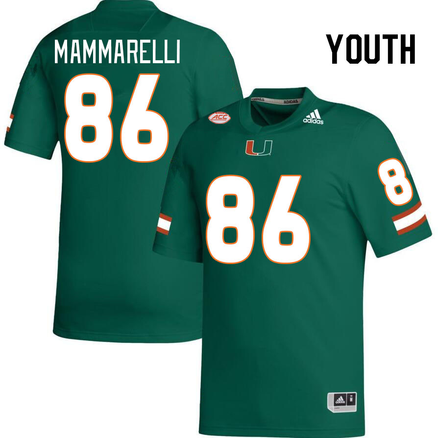 Youth #86 Dominic Mammarelli Miami Hurricanes College Football Jerseys Stitched-Green